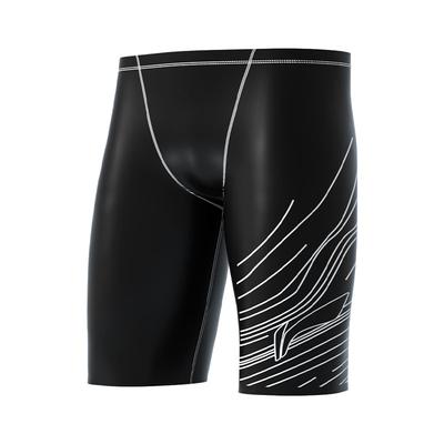 Li Ning Striped Slim Fit Professional Quick-Dry Swim Shorts Men Swimwear Black ASLT091-10