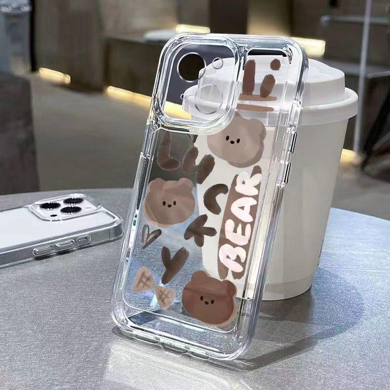 

Cute Bear Head Phone Case for Apple 17PROMAX, 16PRO, 15/13/14/12/11 with Precise Cutouts Apple 16PROMAX