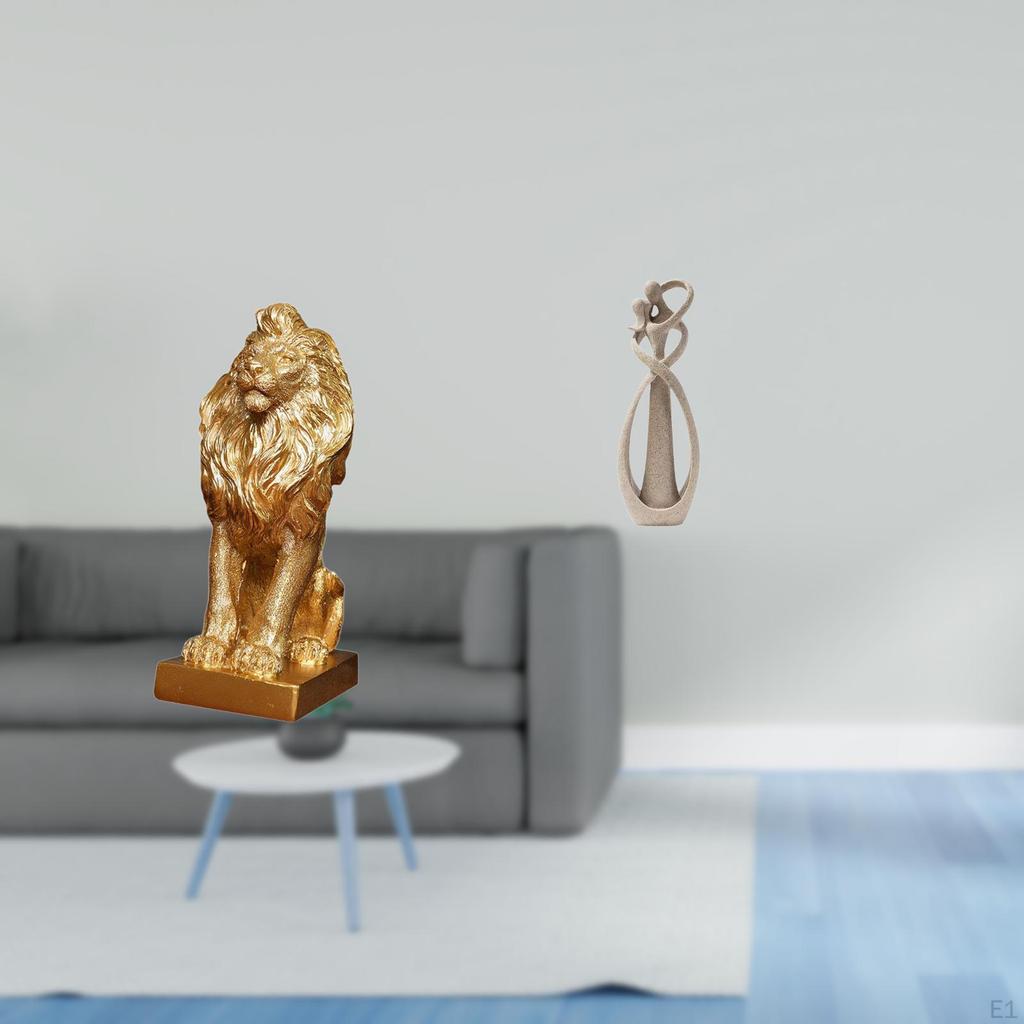 Majestic Lion Lovers Sculpture Artful Collectible Tabletop Ornament Decorative Figurine for Office