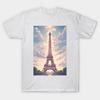 Asian Size Cotton Unisex Tshirt Print T-shirt Eiffel Tower Anime T-shirt No-Cut Print Regular Fit