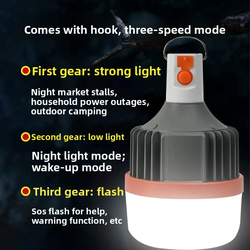Bombilla LED recargable portátil para camping, luz de emergencia brillante para exteriores e interior