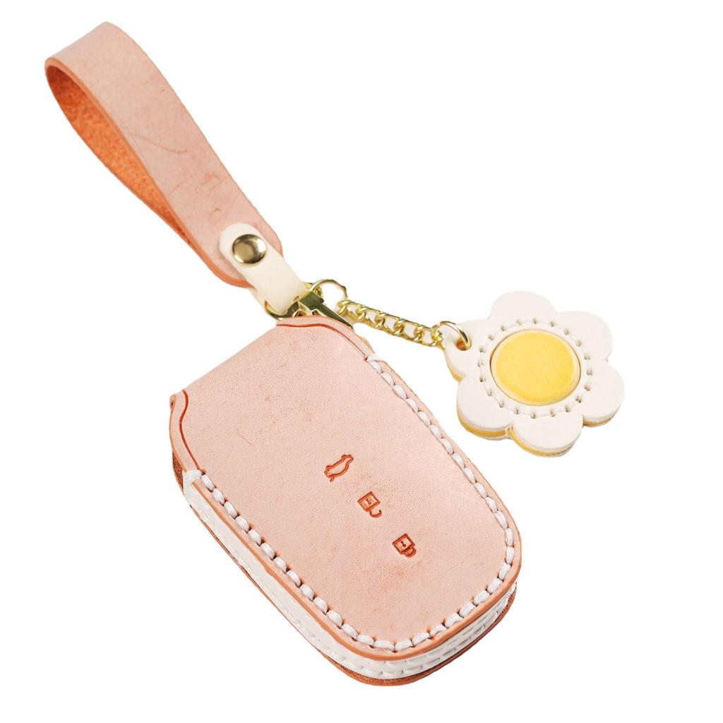 Handcrafted Leather Key Cover for Toyota Models (Asia Dragon, Camry, Senna, Corolla) - Mist Wax Vegetable-Tanned Cowhide