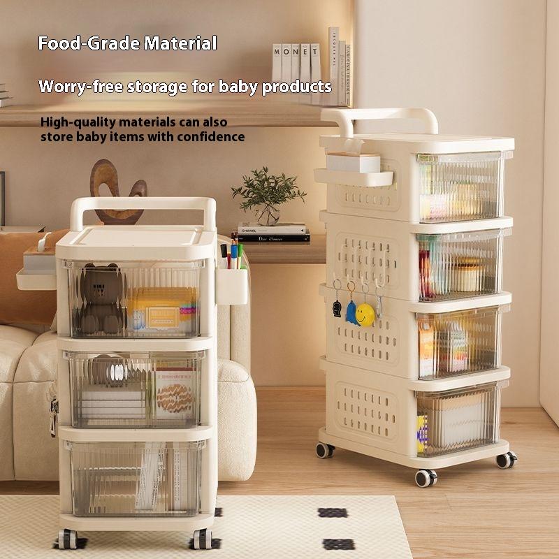 Household Pegboard Plastic Trolley Drawer Snack Toy Cabinet Living Room Bedroom Study Multi-Layer Storage Cabinet