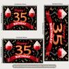 2D Cheers to 35 Years Backdrop Black Gold Glitter 35 Photography Background Cloth