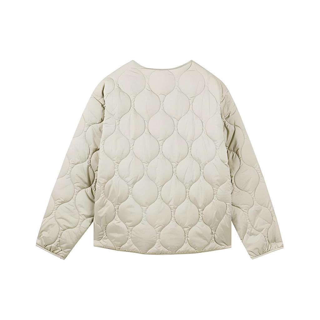 Skechers Long Sleeve Logo Print Pocket Quilted Cotton Jacket Women jackets Dove-White L422W069-029Y