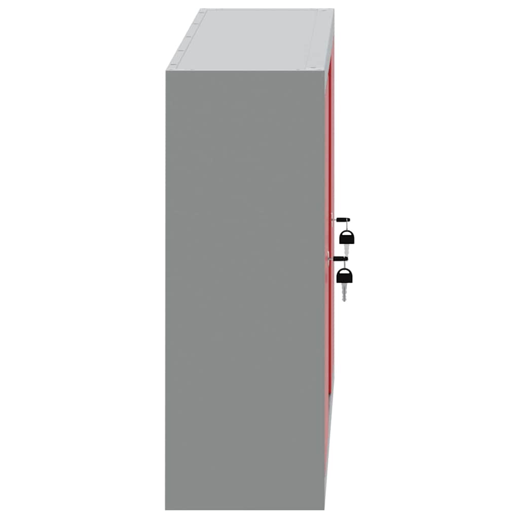 Tool Cabinet with Shelf Red and Grey 100 x 20 x 55 cm