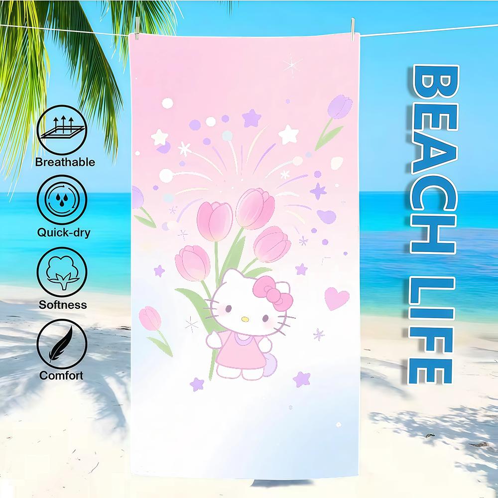 Towel Textile Bathrobe Tulip Beach Quick-Drying Lightweight SRO Portable H-HelloS-ES Camping Swim K-KittyS-ES Pool Travel