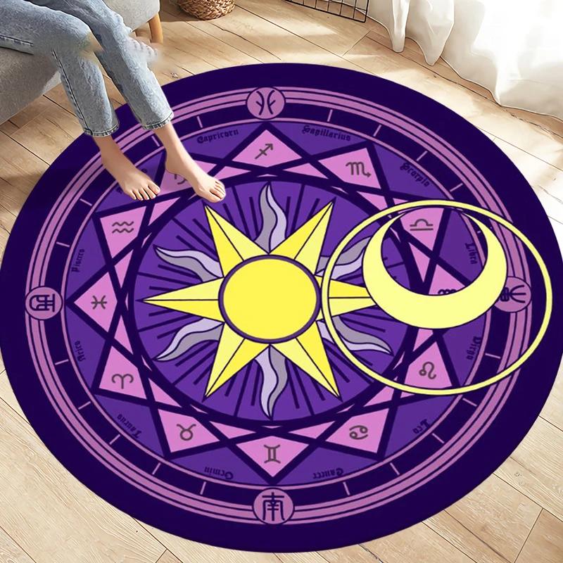 Fashion Magic Cartoon Puerto Round Rug Children's Room Magic Play Non-slip Washable Carpet for Children's Birthday Gift Carpet