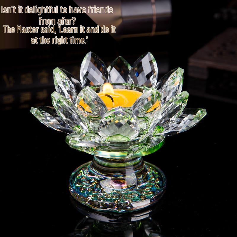 Kristall-Lotus-Glas-Kerzenhalter - Mehrfarbiges Ornament, Ewige Butterlampe für Heimdekoration