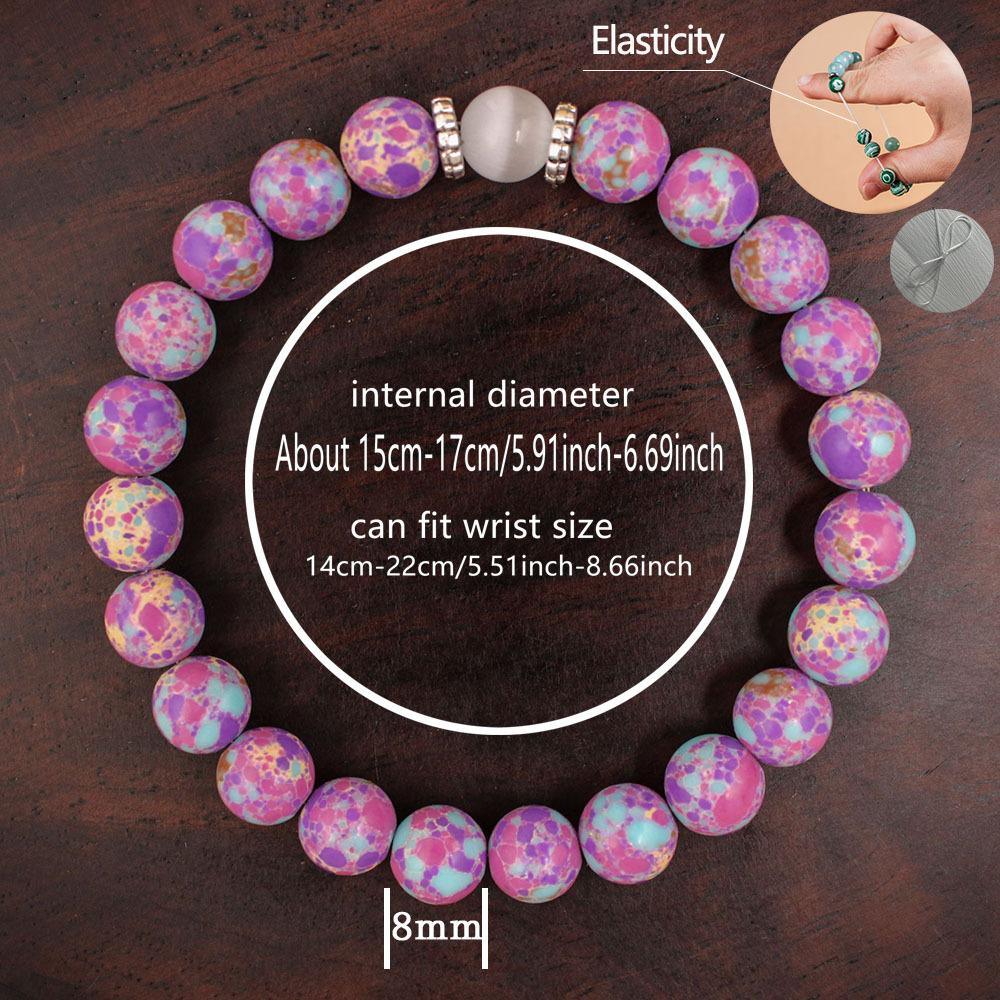 Festive Gifts Purple Aqua Sea Sediment Jasper Beaded Bracelet With Hematite Accent Vibrant Fashion Jewelry Daily Wear Simple Versatile Accessory