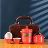 Portable Ceramic Travel Kung Fu Tea Set with Leather Bag