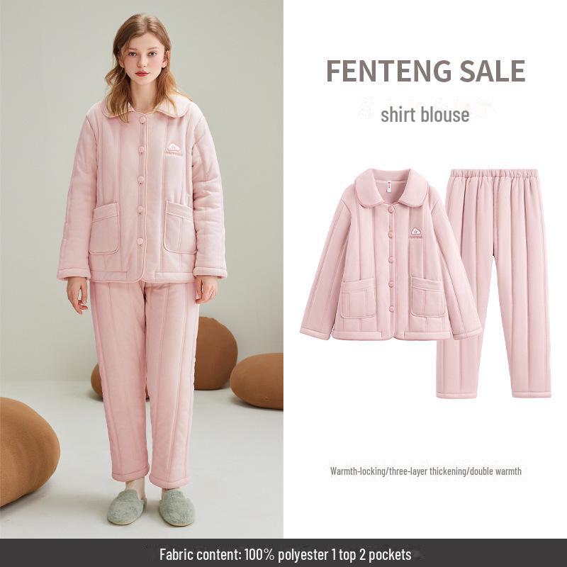 Antistatic Suede-Lined Women’s Autumn/Winter Suit - Three-Layer Velvet Men's Homewear