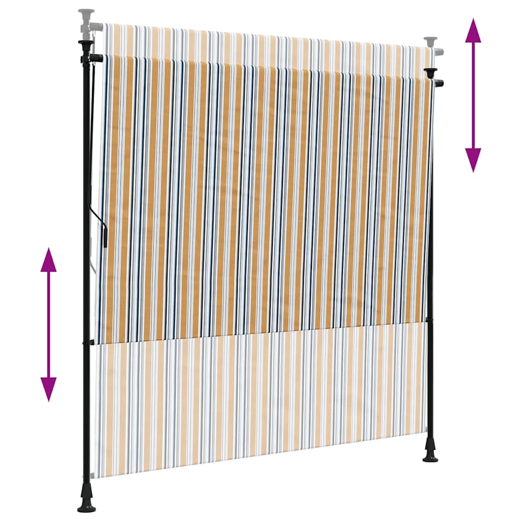 Vidaxl Roleta Zewnętrzna, Żółto-Biała, 150X270 Cm, Tkanina I Stal