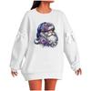 Ladies' Christmas Printed Bow Round Neck Long Sleeved Loose Pullover Sweater Sweatshirt Top