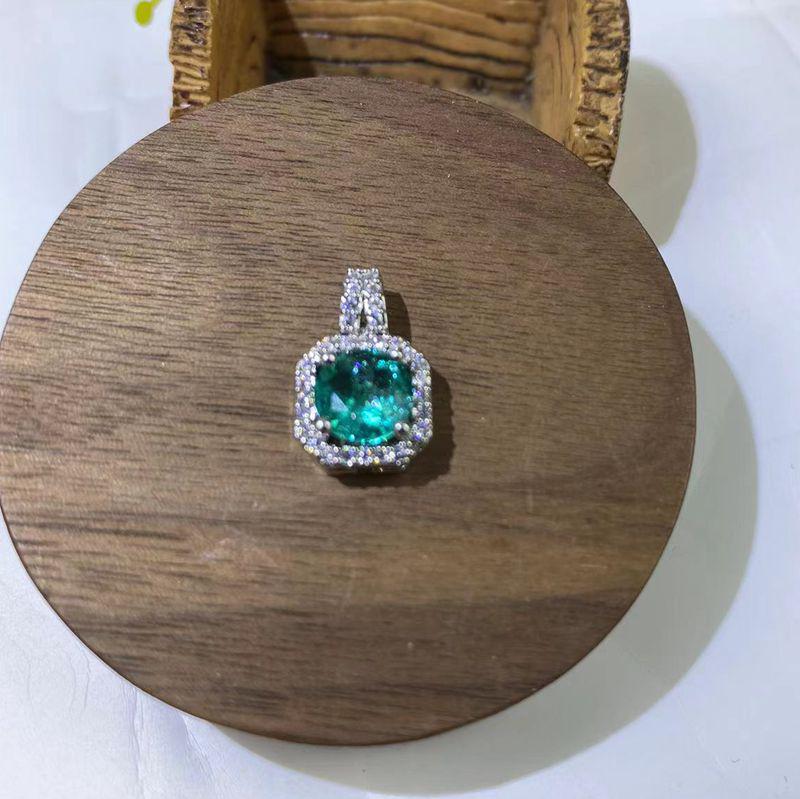 Moissanite Square Pendant Clavicle Chain Necklace - Luxury Women’s Copper with Micro-inlaid Zircon.