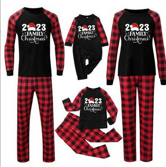 Haomiao Christmas Family Pajama Set: European & American Parent-Child Homewear Collection