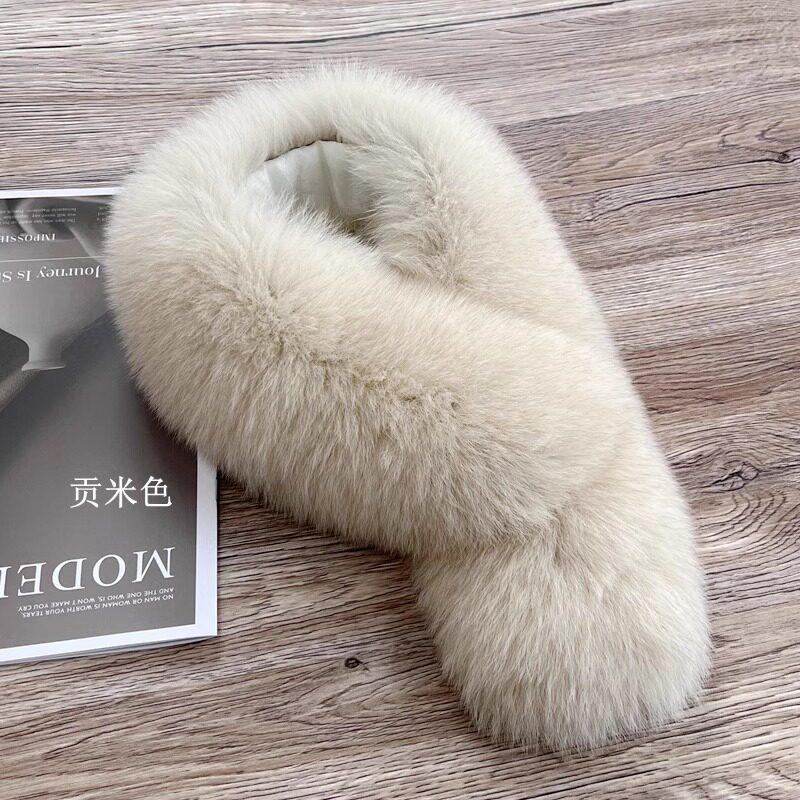 Fox Fur Square Scarf Winter New Ladies Real Warm Whole Fur Collar All-Match Solid Pattern