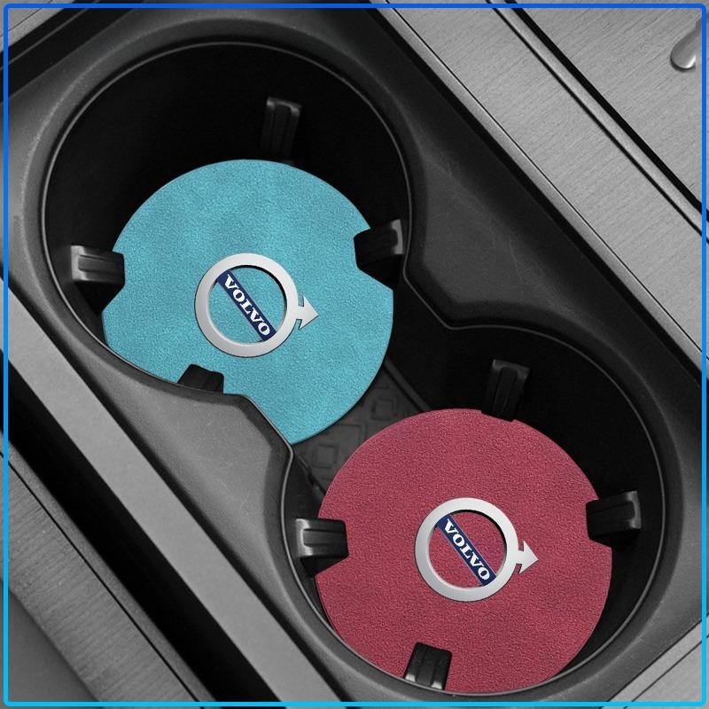 Car Leather Water Coaster Non-Slip Mat Car Bottle Holder Insert Pad For Volvo XC60 XC90 S60 S80 S40 V40 V60 V70 V50 XC70
