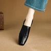 Fashion 2025 NEW Autumn Women Loafers Genuine Leather Women Shoes Square Toe Chunky Heel Shoes Women Flats Soft Ladies Shoes