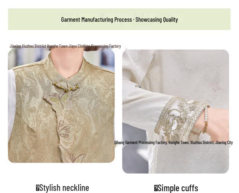 2026 Yeni Bahar/Yaz Çin Tarzı Yelekli Üç Parça Takım Orta Yaşlı Kadınlar İçin