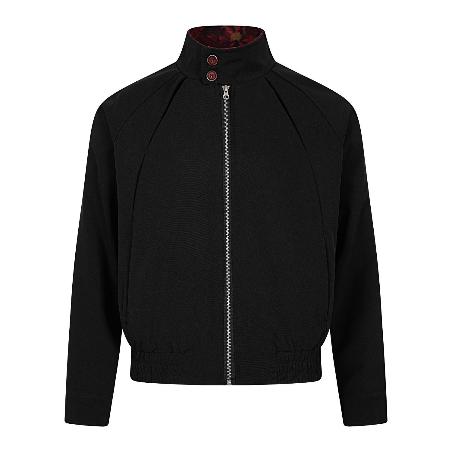 Men s American Vintage Pleated Design Stand-Up Collar Jacket Harrington Jacket S чёрный