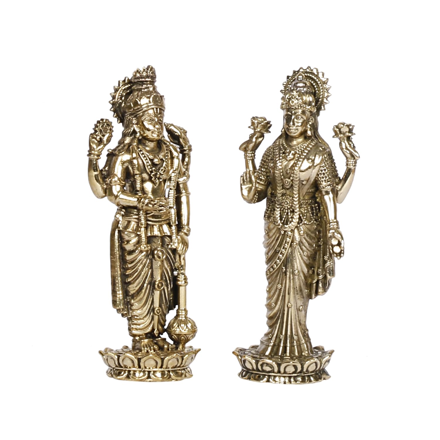 

Lord Bhagwan Vishnu Narayan Lakshmi Goddess Laxmi Statue, Brass, Size - Small