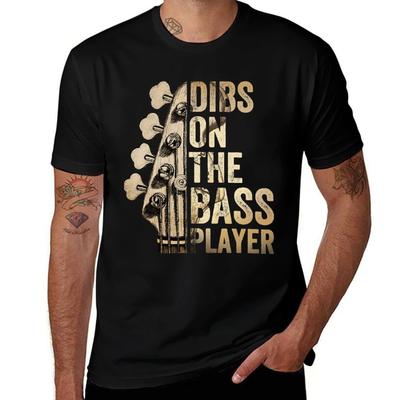 Dibs On The Bass Player Guitar Musician Tshirt Active Sports Short Sleeve Cotton Shirt