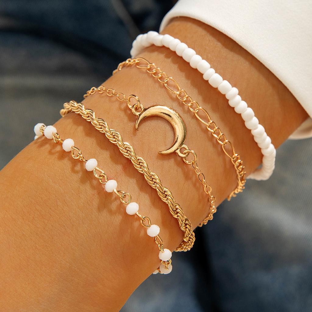 Accessories, Bohemian Multi-layer Stacked Bracelets, Star Moon Rice Bead Bracelets Wholesale