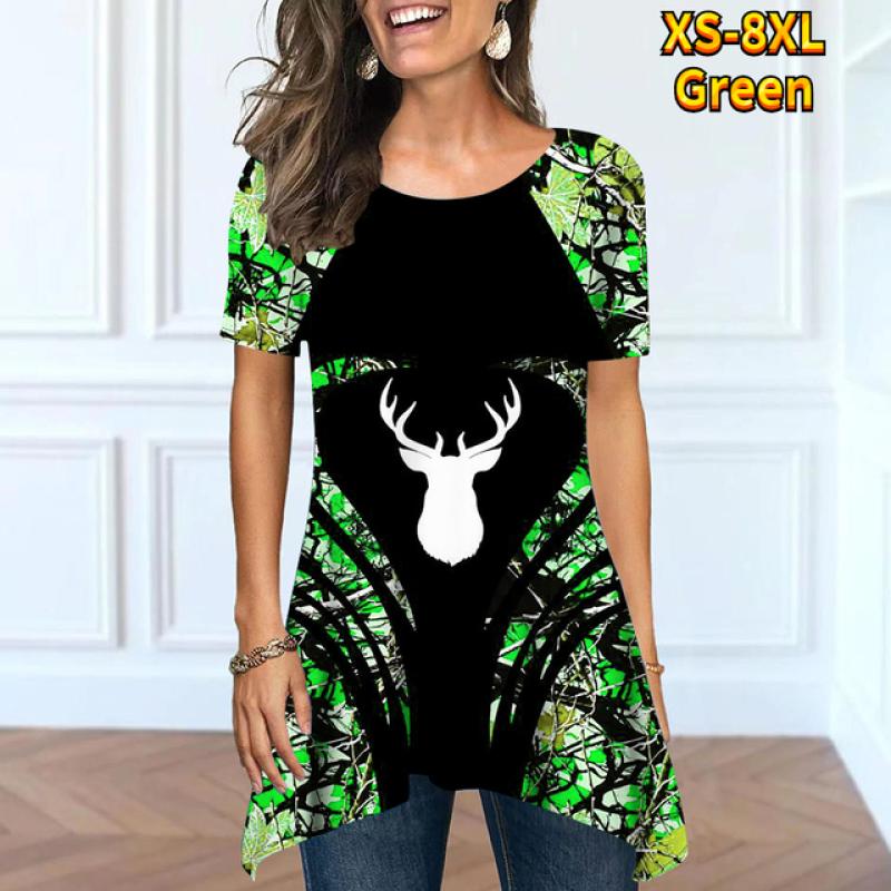 T-shirt a maniche corte con scollo tondo aperto da donna con stampa retrò sotto la maglietta estiva allentata per incontri business manica corta XS-8XL