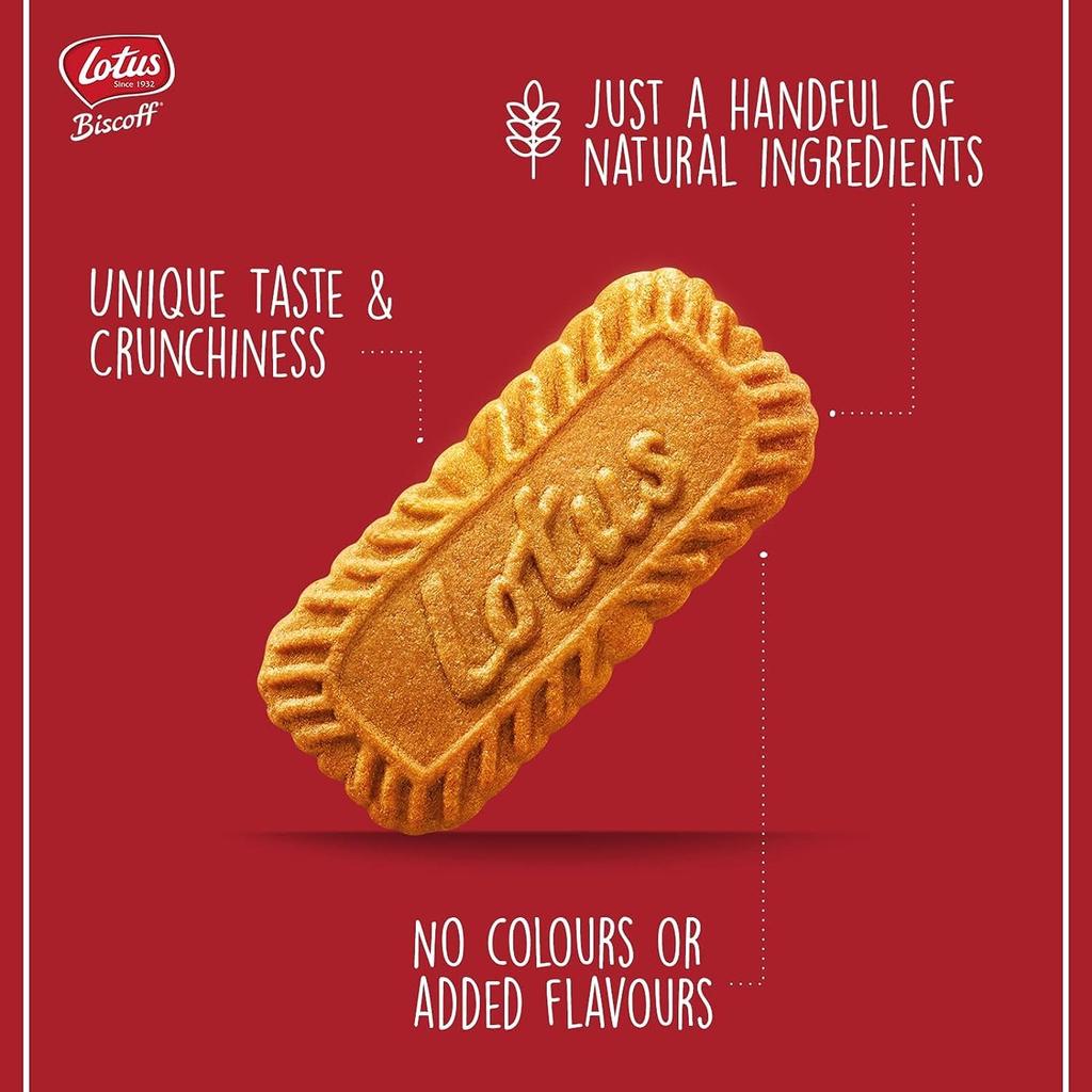 Set of 4: Lotus Original Caramel Biscuits, 250g, Biscuits, Lotus Biscoff Cookies, Cinnamon, Includes Original Pocket Tissues