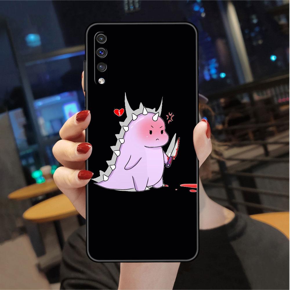 Dinosaur Cartoon Case For Samsung Galaxy A50 A70 M52 A30 A20s A20e A10 A40 A10s M51 M31 M30s M13 5G Black Phone Cover