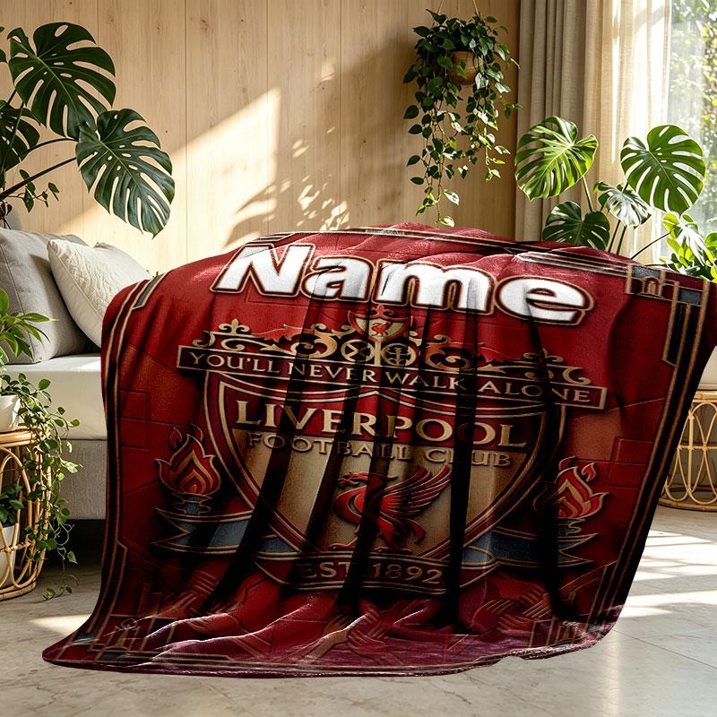 Custom Name Personalized Liverpool FC Print Blanket, Home Decor, Bedroom, Sofa, Camping, Couch, Gifts for Birthday Christmas