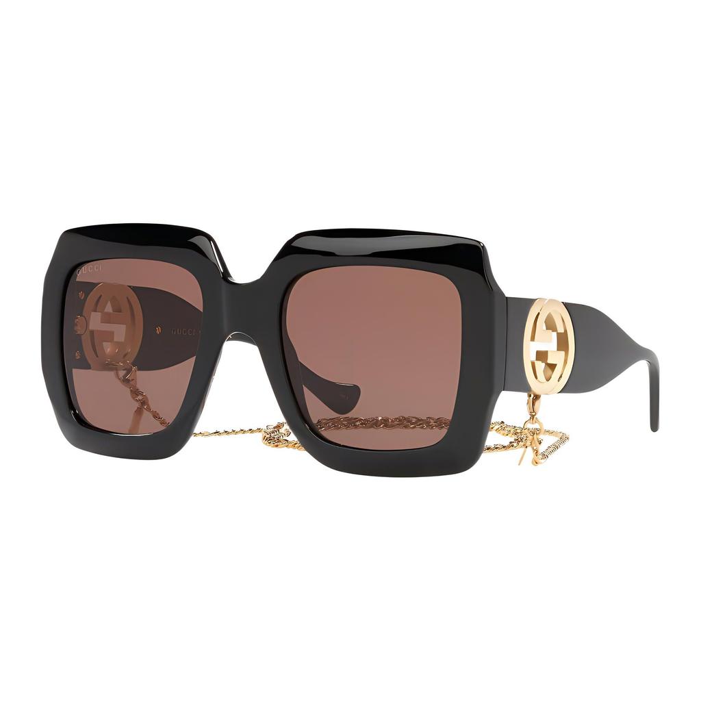Gucci Logo Large Frame Acetate Square Sunglasses Women Sunglasses Black GG1022S