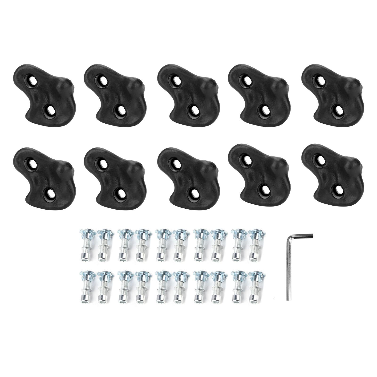 10 KS Lezecké chyty PE Ergonomické Pohodlný pocit v ruke Lezecké úchyty na lezeckú stenu pre vnútorné vonkajšie použitie Black black