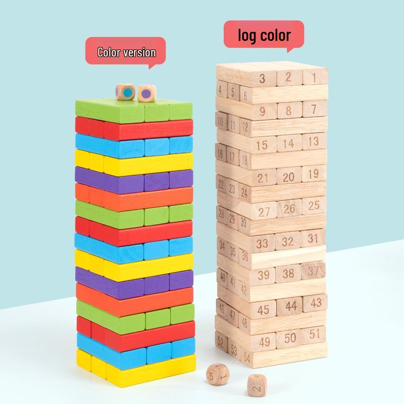 Pädagogisches Holz-Stapelspiel für Kinder – Balance- und Ziehklötze Spielzeug