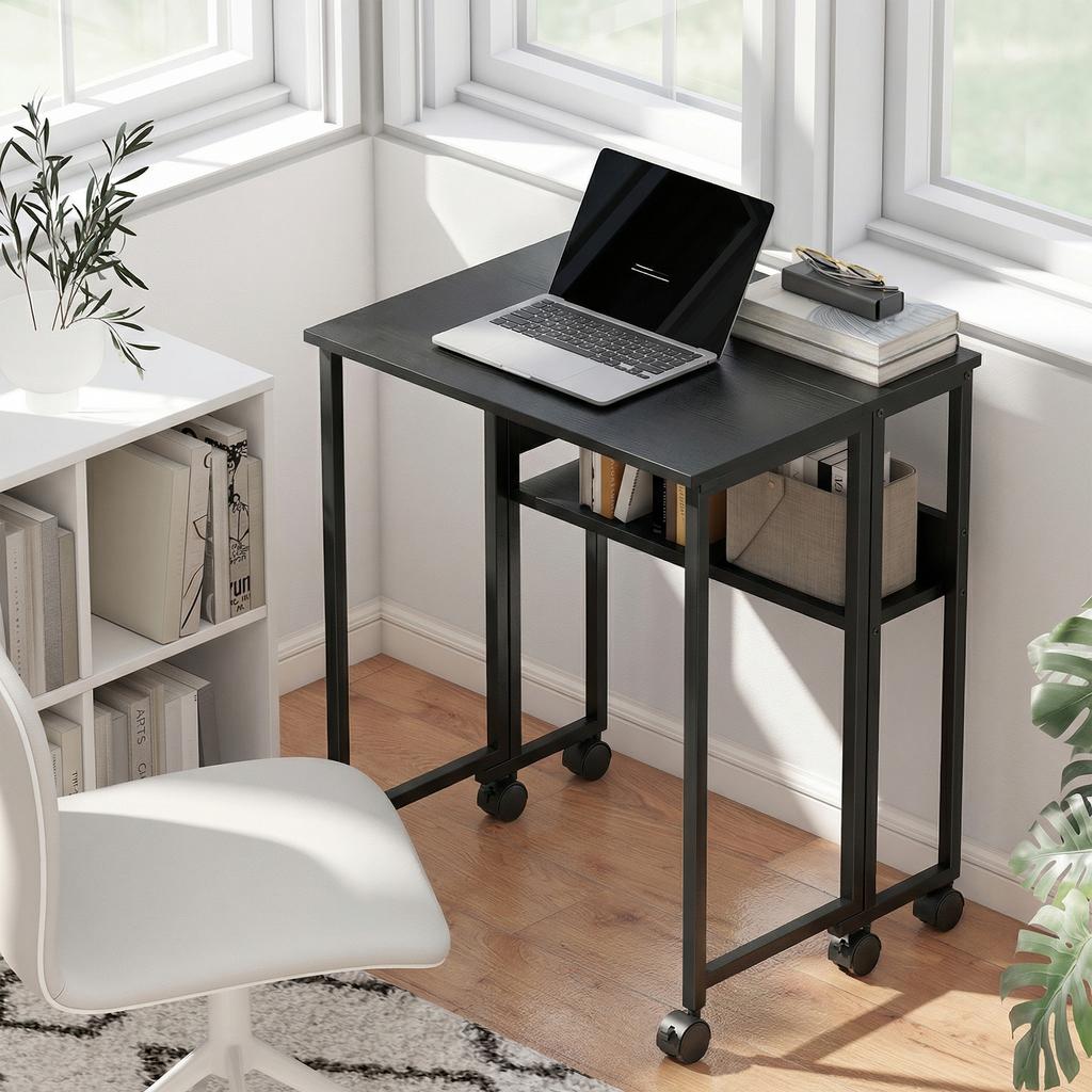 63 Cm Drop Leaf Writing Work Desk - Black