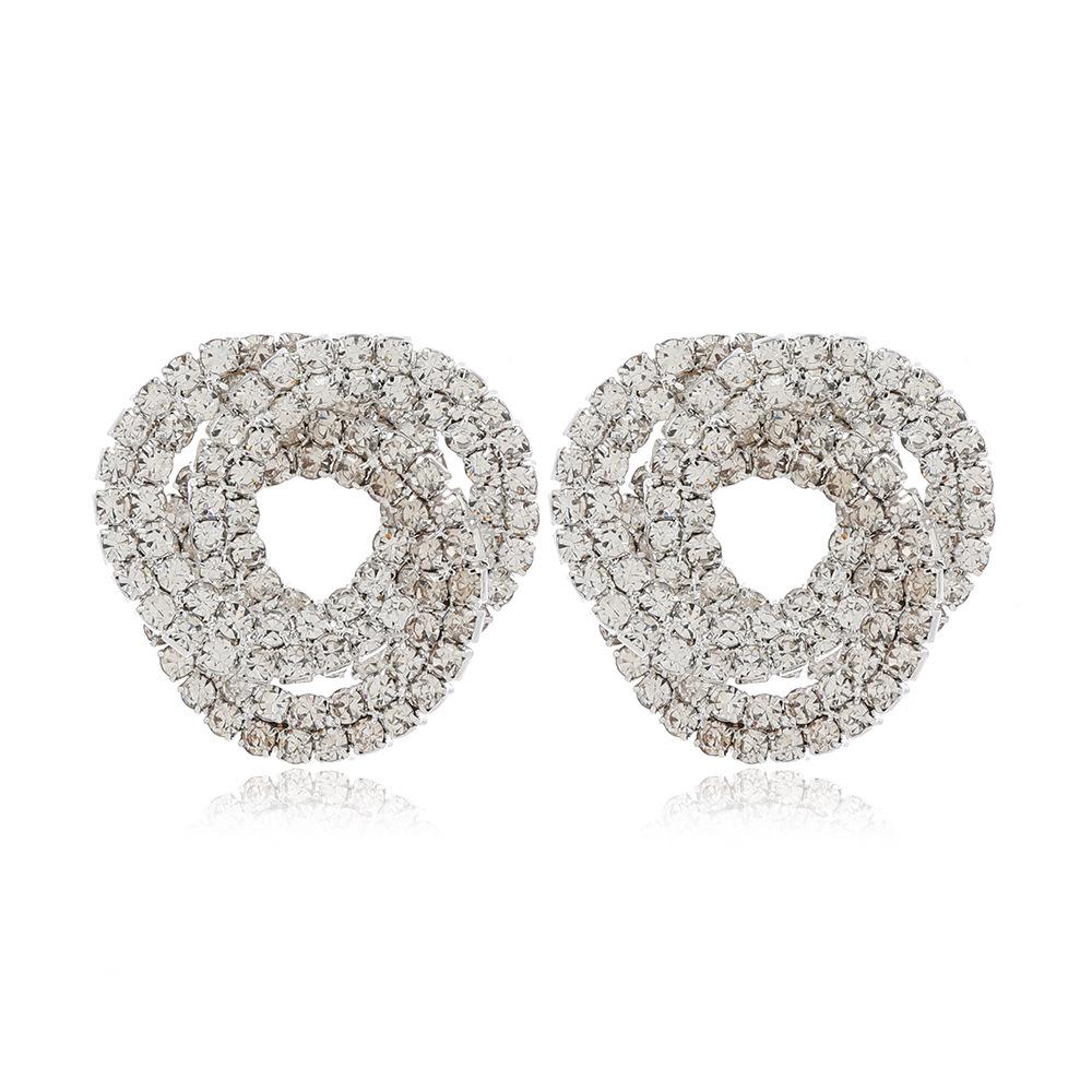 Elegant Geometric Hollow Diamond Stud Earrings for Women - Luxury Niche Design