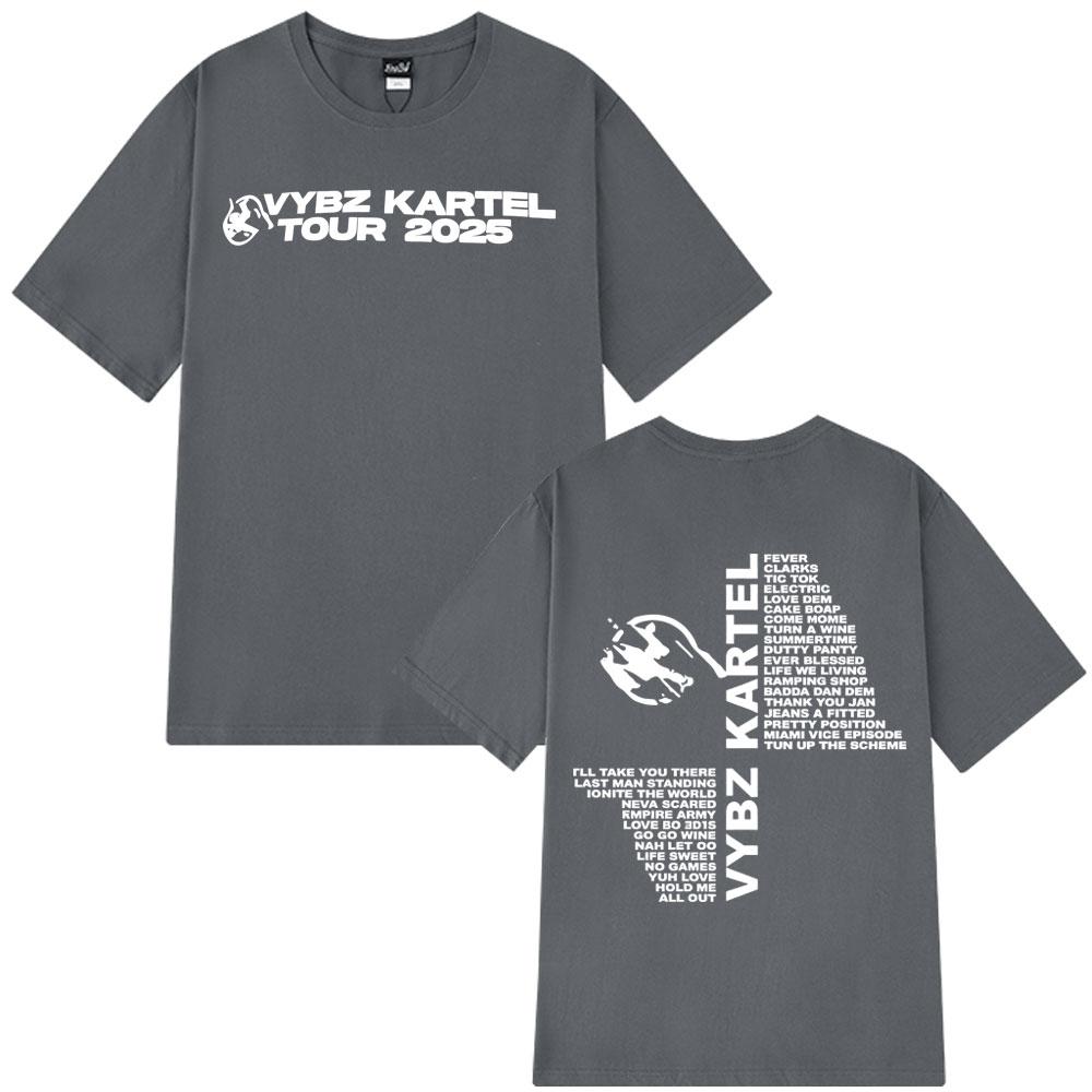 2025 Trasa Raper Vybz Kartel Nowy Album Męska Damska Moda Harajuku Oversize 100% Czysta Bawełna Nadrukowana Oddychająca Koszulka