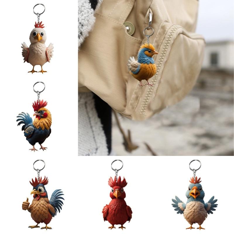 Keychain Cartoon Chicken Bag Charm Car Pendant Halloween Christmas Decoration