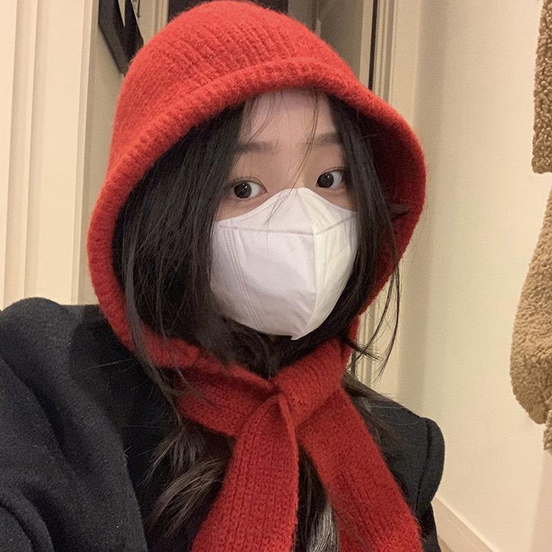 Autumn And Winter Balaclava Hat Children, Scarf One-Piece Hooded Shawl With Woolen Hat For Warmth, Ear Protection, And Neck Scarf