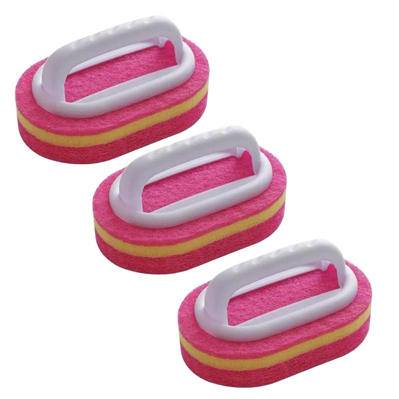 1-3PCS Household Cleaning Brush Magic Handle Sponge Easy Cleaning for Kitchen Bathroom Toilet Wall Window Cleaning Tools