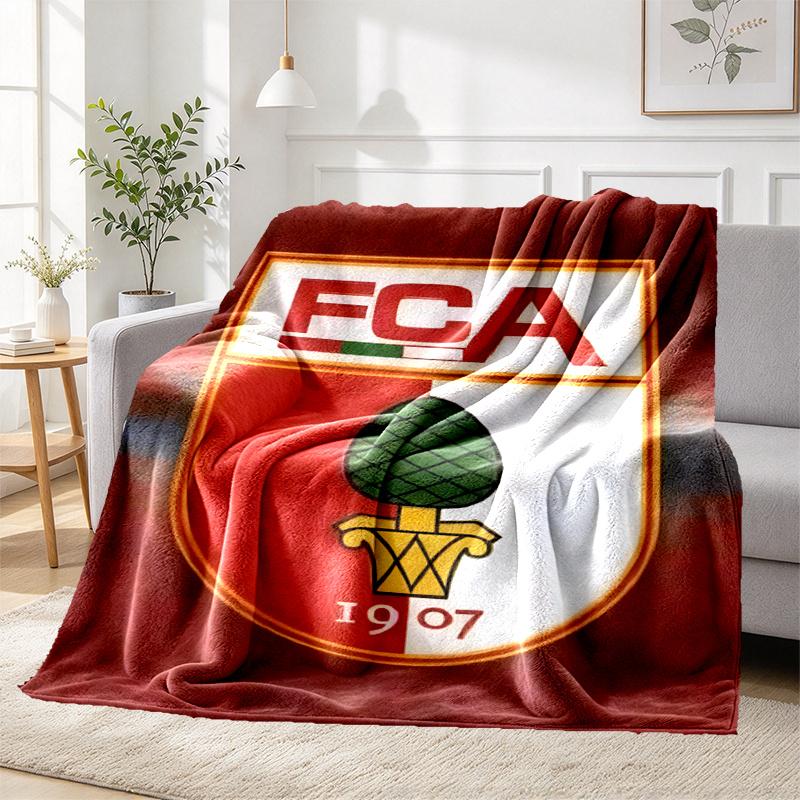 FC Augsburg Pattern Blanket for Home Decoration, Bed, Sofa, Car Travel, Camping, Suitable for All Seasons, Birthday Christmas Gift