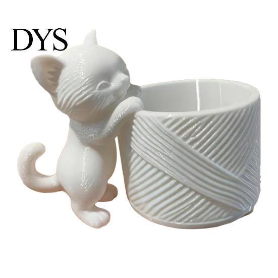 PLA Plastic Succulents Pot 3D Printed Cat Planter, Cute Kitty Flower Pot, Decorative Small Desk Organizer for Stationery Plant Cacti, Home Office