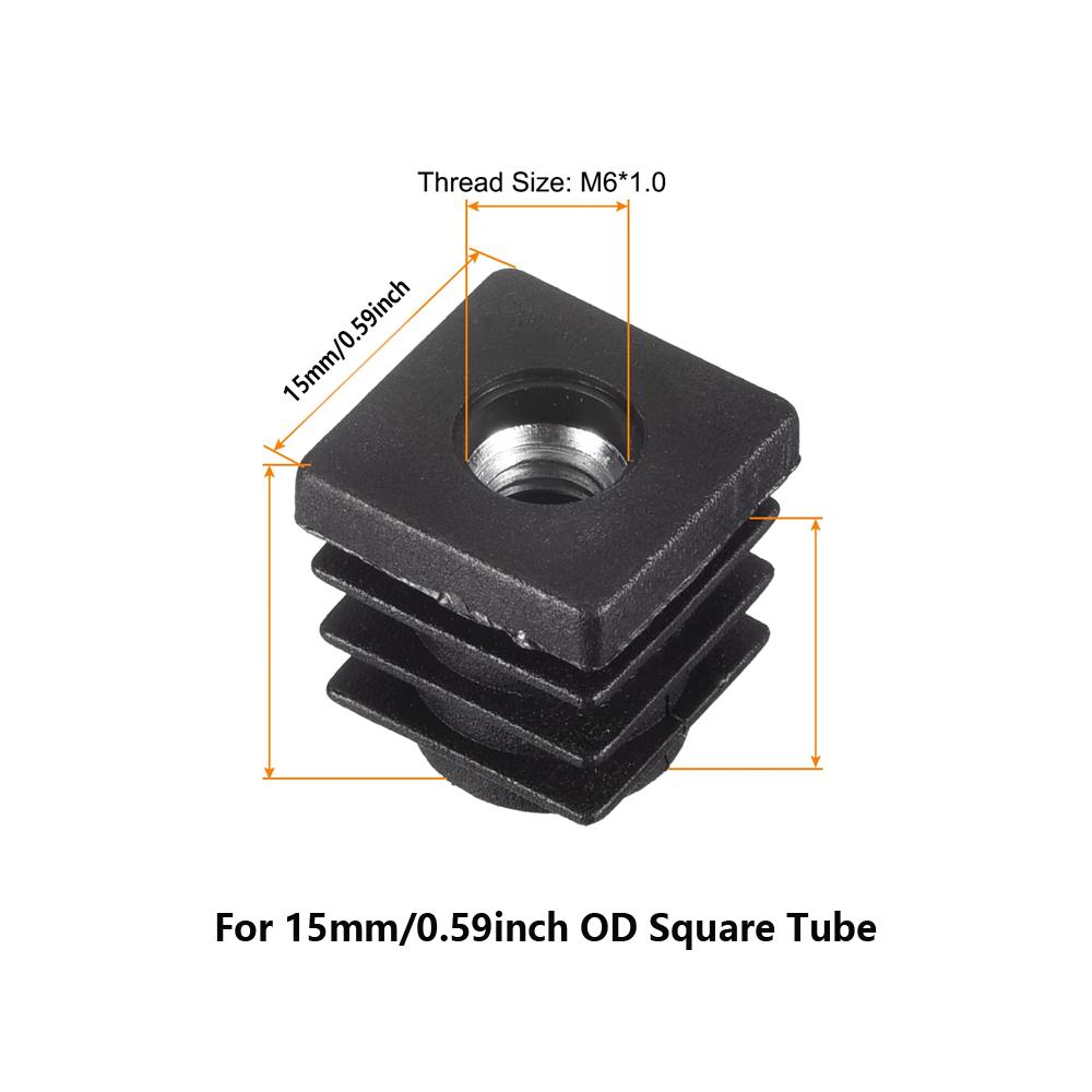 4 шт. Наконечники для ножек мебели и заглушки для труб, M6 M8 Пластиковые квадратные заглушки с отверстием под гайку для выравнивания и герметизации труб, Легкая установка