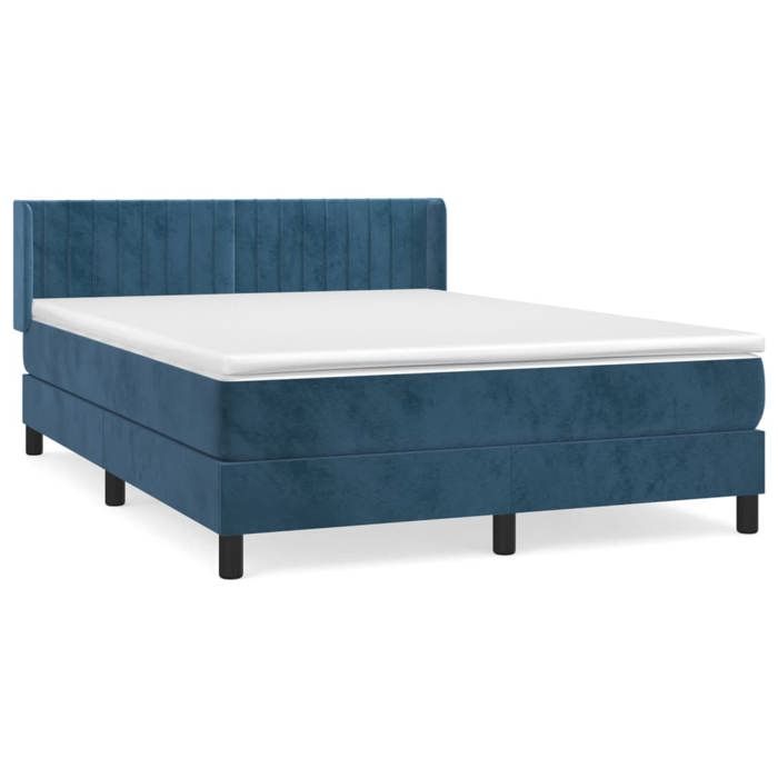 Maison Exclusive - Sommier à lattes de lit et matelas Bleu foncé 140x200cm Velours