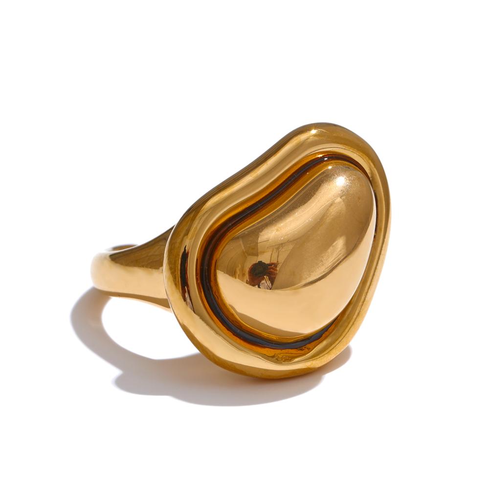 

Yhpup Stainless Steel Metal Heart Love Ring Daily Fashion Jewelry Gift PVD Golden Plated 7