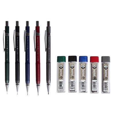 XENO Beyond Style XD Porte-mine pour dessin Crayons pointus 0,3 mm/0,5 mm/0,7 mm/0,9 mm/1,3 mm (Lot de 5 crayons) + Mine 5 tubes