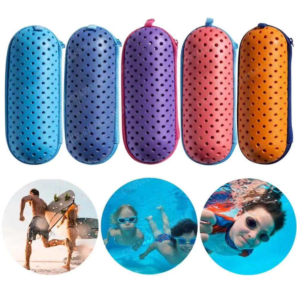 Schwimmbrillenetui Schwimmbrillen Schutzbox mit Clip & Abflusslöchern Brillen Schutzhülle Tragbar für Schwimmen im Freien