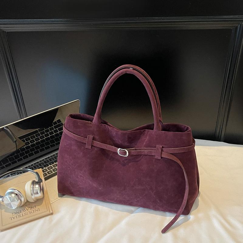 

2025 новая мода интернет-знаменитостей, универсальная ретро-замшевая сумка-тоут, дизайн, портативная наплечная сумка бордовый