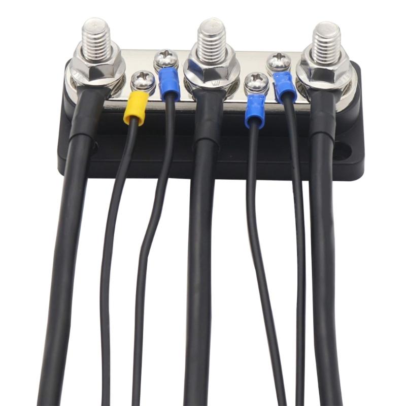 3 Post Power Distribution Block Bus Bar with Cover,300A Rating, Marine Bus Bar, Automobile, and Solar Wiring